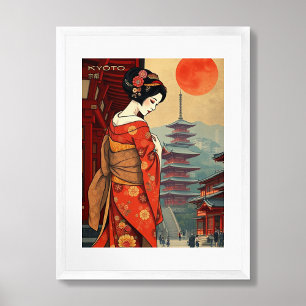 Affiche Kyōto 京 都 Japon geisha vintage retro Carte postale