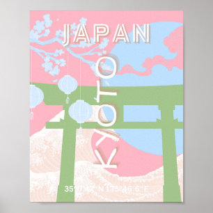 Affiche Kyoto Japan Travel Art, Pastel Travel Art