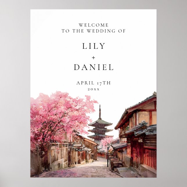 Affiche Kyoto Japan Wedding Welcome Sign (Devant)