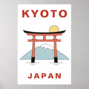 Affiche Kyoto Japon Porte Torii Art Minimaliste Voyage