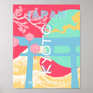 Affiche Kyoto Japon Retro Travel Art