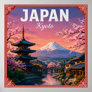 Affiche 🌸 Kyoto Japon Saison des Cerisiers en Fleur 🌸