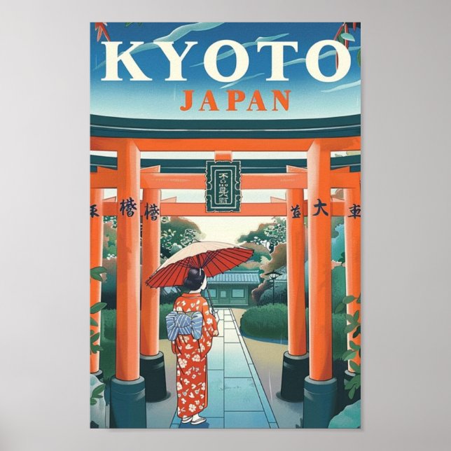 Affiche Kyoto Japon Vintage célèbre Travel Place (Devant)