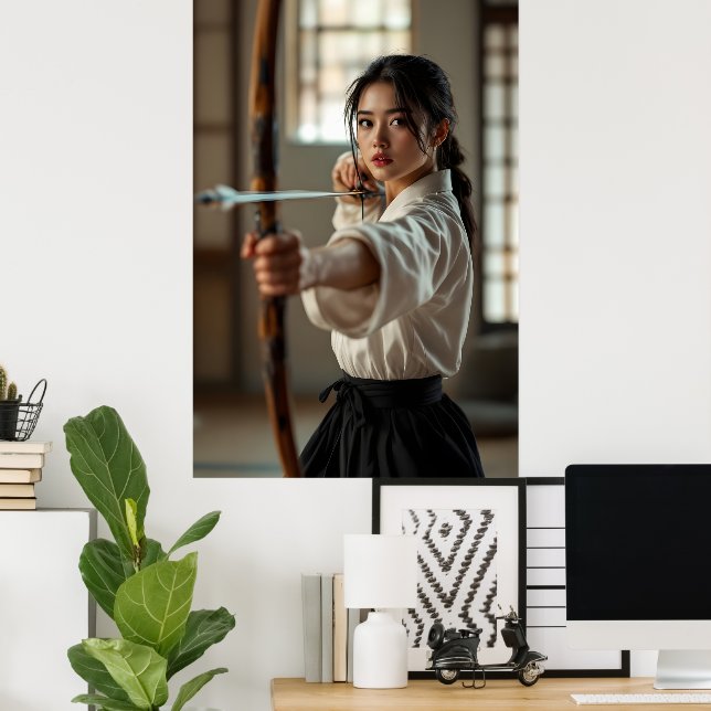 Affiche Kyudo japonais La Voie De L'arc (Bureau à domicile)
