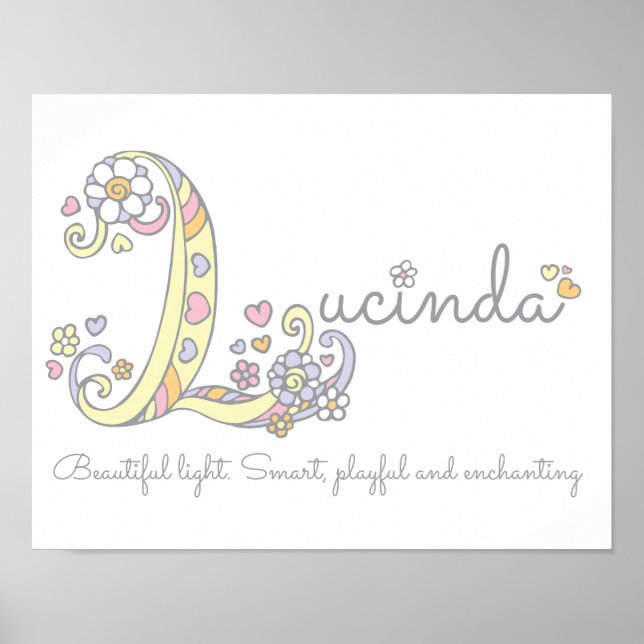 Affiche L monogramme art Lucinda filles nom signifiant aff (Devant)