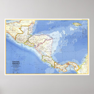 Affiche La "Amérique Centrale : CARTE 1973 détaillée…