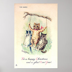 Affiche La Balançoire, Noël et Nouvel An, Louis Wain