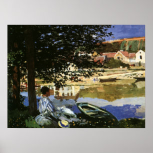Affiche La Banque de la Seine, Bennecourt par Claude Monet