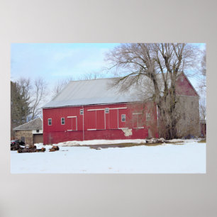 Affiche La Barne Rouge dans la neige
