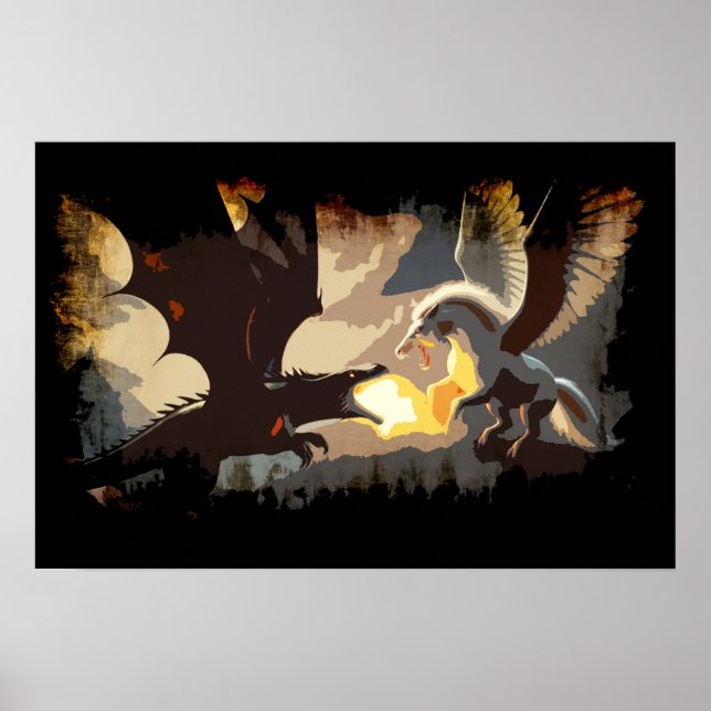 Affiche La bataille commence - Dragon contre Pégase (Devant)