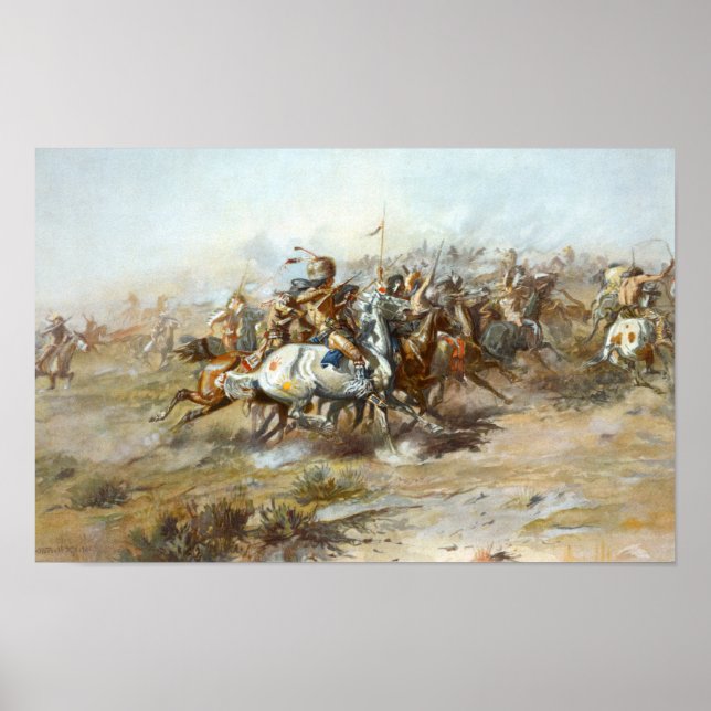 Affiche La bataille de Custer Charles Marion Russell (Devant)