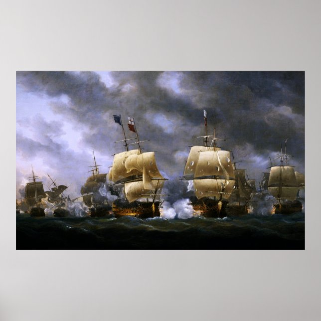 Affiche La bataille de Quiberon Bay par Nicholas Pocock (Devant)