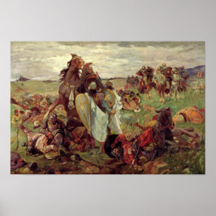 Affiche La bataille entre Russians et Tatars, 1916