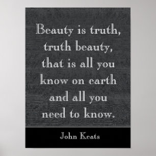 Affiche La beauté est la vérité - Citation de Keats - impr