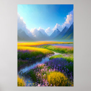 Affiche La beauté vibrante d'un champ de fleurs