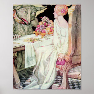 Affiche La beauté Vintage et l'illustration de la bête