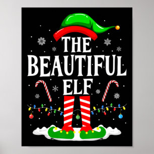 Affiche La belle elfe amusante famille de jumelage de Noël