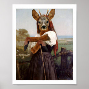 Affiche La bergère des cerfs les plus sèches de Bouguereau