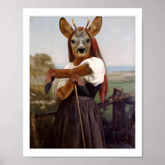 Affiche La bergère des cerfs les plus sèches de Bouguereau (Devant)