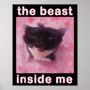 Affiche La bête en moi drôle Mème de chat Sarcastique Inap