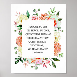 Affiche La Bible espagnole Verse Isaías 4113 Porque Yo Soy