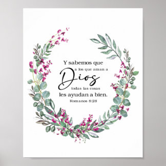 Affiche La Bible espagnole Verse Romanos 8:28 Póster