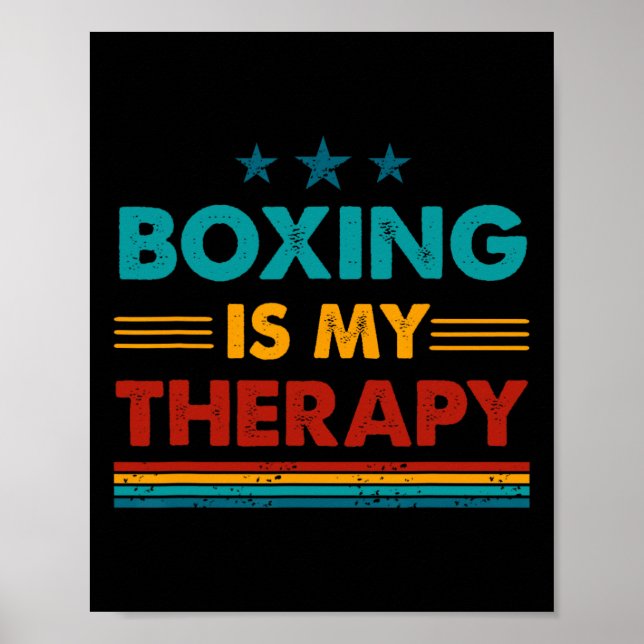 Affiche La boxe est ma thérapie drôle Boxe (Devant)