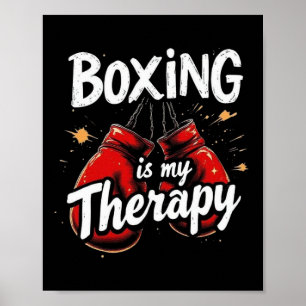 Affiche La Boxe Est Ma Thérapie Drôle Gym Gants Fighter De