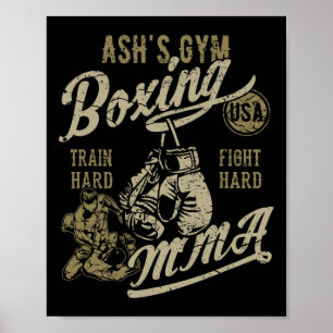 Affiche La boxe MMA de gym d'Ash design rétro pour le nom