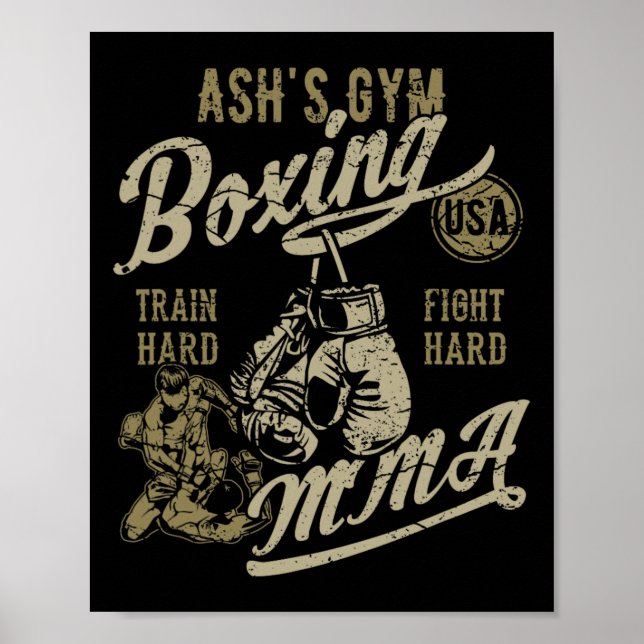 Affiche La boxe MMA de gym d'Ash design rétro pour le nom  (Devant)