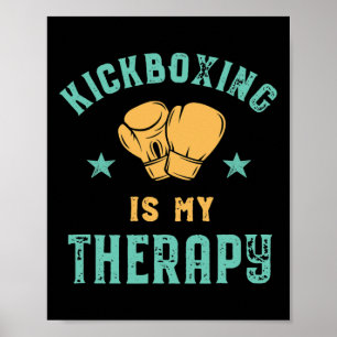 Affiche La boxe thaï est ma thérapie Sarcasme Drôle Boxe