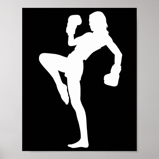 Affiche La boxe thaïlandaise féminine est une silhouette f (Devant)