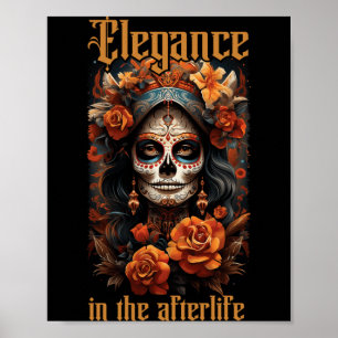 Affiche La Calavera Catrina Crâne Rose Halloween Jours De