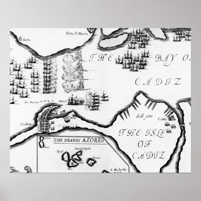 Affiche La capture de Cadix en 1596 (gravure) (Devant)