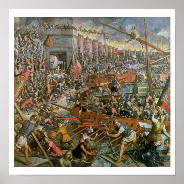 Affiche La capture de Constantinople en 1204 (huile sur ca (Devant)