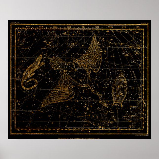 Affiche La carte céleste miroir de l'Ukraine Or et Noir (Devant)