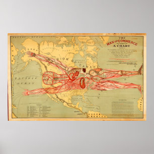 Affiche La carte de l'homme du commerce des États-Unis (1