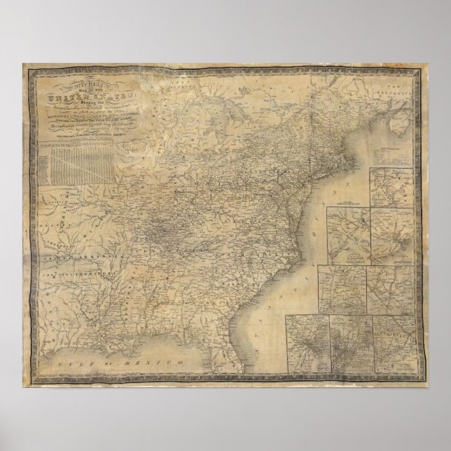 Affiche La carte de Mitchell des États-Unis (Devant)