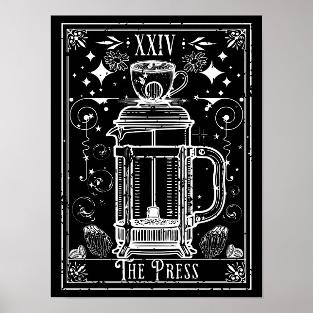 Affiche La carte de tarot de café à la presse française (Devant)