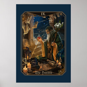 Affiche La carte de tarot de l'Ermite - art de l'alchimie