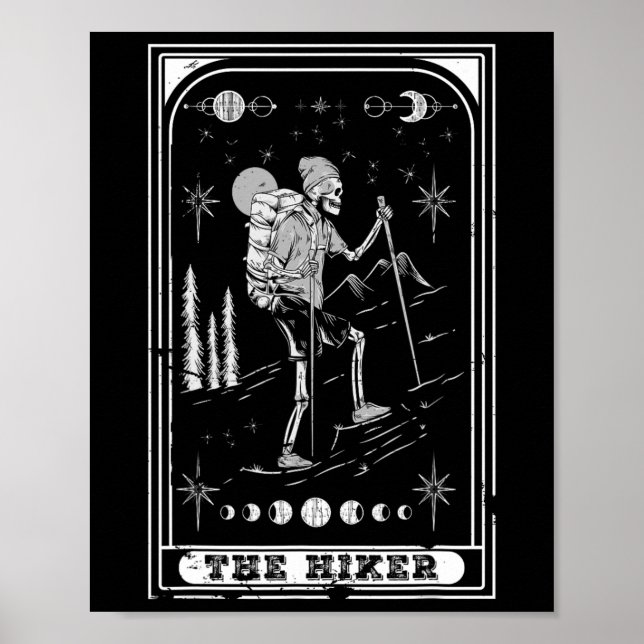 Affiche La carte de tarot de squelette gothique randonnée  (Devant)