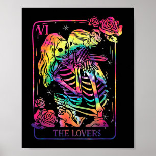 Affiche La carte de tarot des amants goth tie dye lesbienn