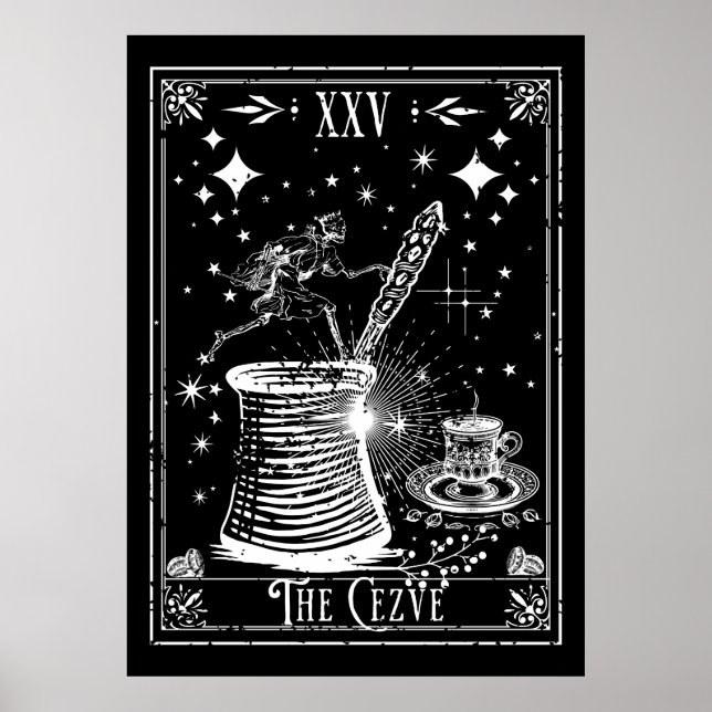 Affiche La carte de tarot du café turc Cezve (Devant)