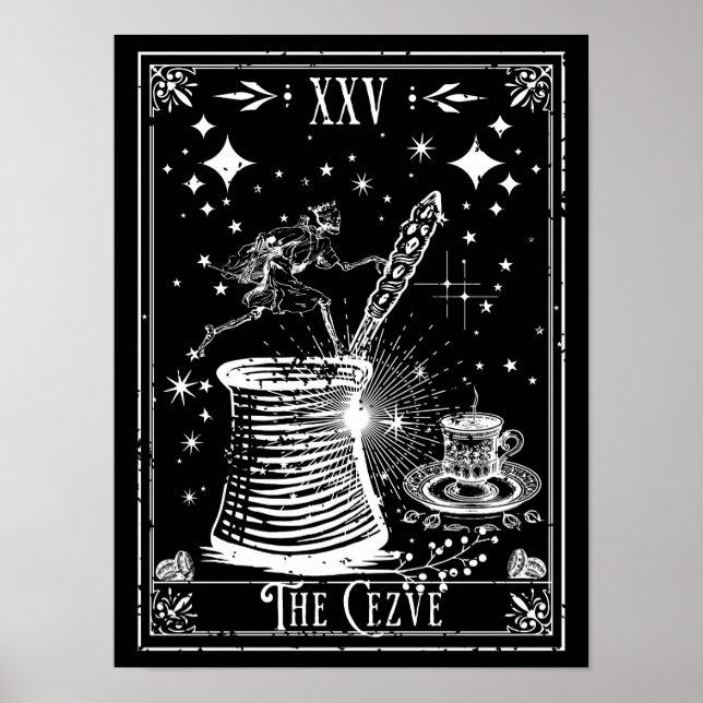 Affiche La carte de tarot du café turc Cezve (Devant)