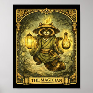 Affiche La carte de tarot du magicien Tanuki Yokai Raton l