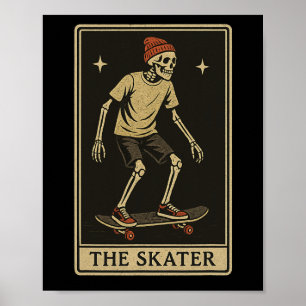 Affiche La carte de tarot du skater squelette Punk Rock Sk