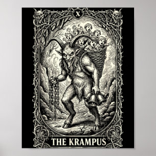 Affiche La carte de tarot Krampus Goth sorcière Pyjama noi