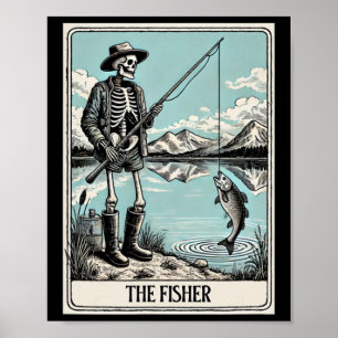 Affiche La carte de tarot squelette de pêcheur pour les am