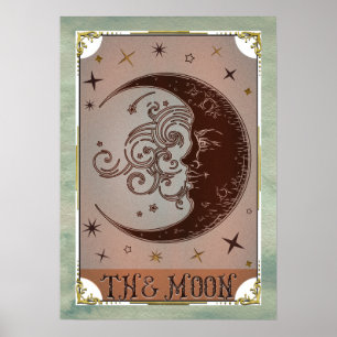 Affiche La carte de tarot vintage Moon Celestial Art