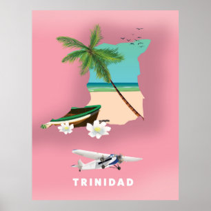Affiche La carte de Trinidad illustrait l'affiche de voyag